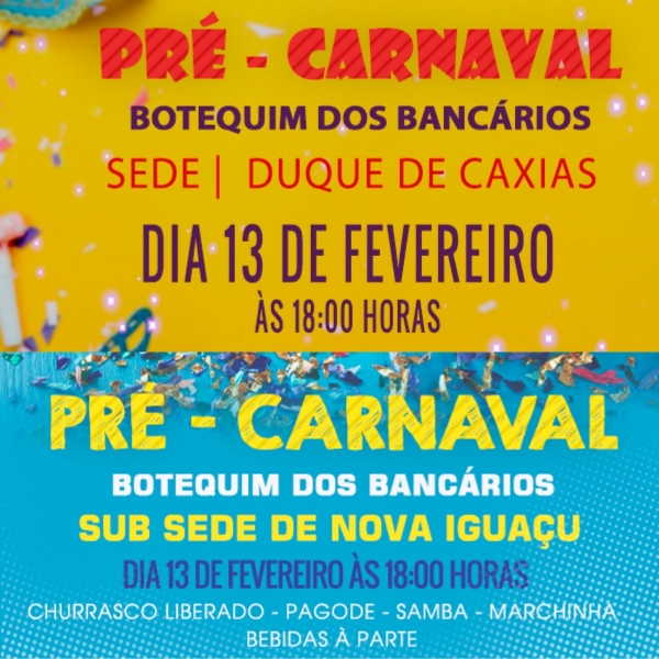 Pré-Carnaval dos Bancários promete muita alegria e animação no dia 13 de fevereiro