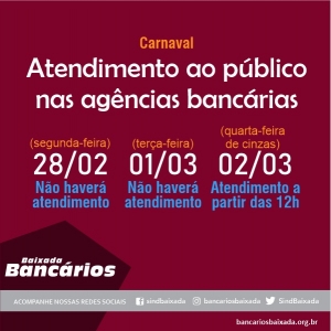 Bancos não funcionarão durante feriado de carnaval 2022
