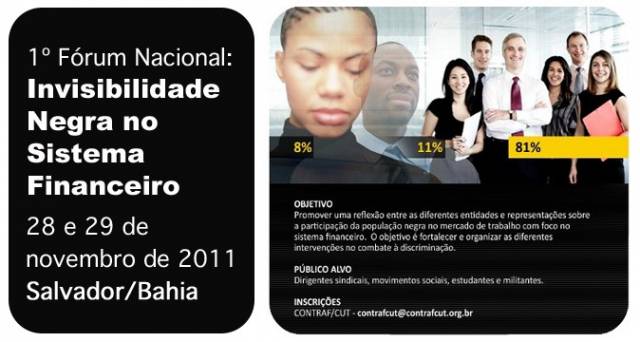 Contraf promove em 28 e 29 de novembro 1º Fórum sobre Invisibilidade Negra