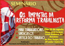 CUT-RJ realizará debate sobre impactos da reforma trabalhista