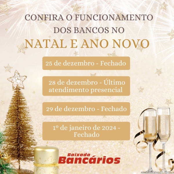 Confira o funcionamento dos bancos no Natal e Ano Novo