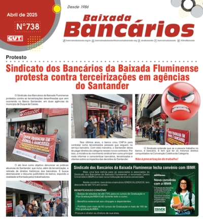 Sindicato dos Bancários da Baixada Fluminense  protesta contra terceirizações em agências  do Santander