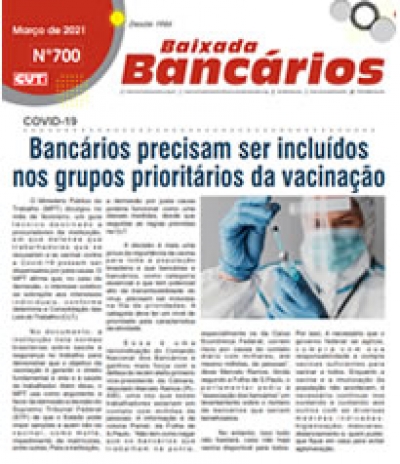 Bancários precisam ser incluídos nos grupos prioritários da vacinação