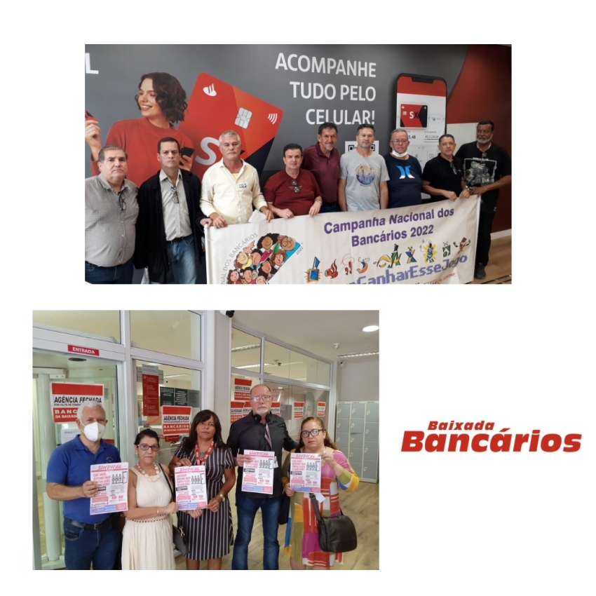 Sindicato dos Bancários da Baixada Fluminense protesta contra reestruturações em unidades de varejo do Santander