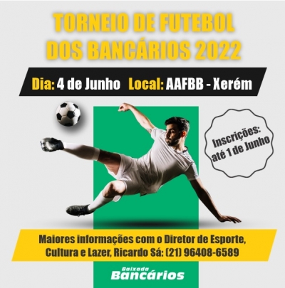 Vem aí o Torneio de Futebol Society dos Bancários 2019!