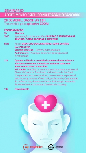 Inscrições para o Seminário Adoecimento Psíquico no Trabalho Bancário encerram-se hoje (26)