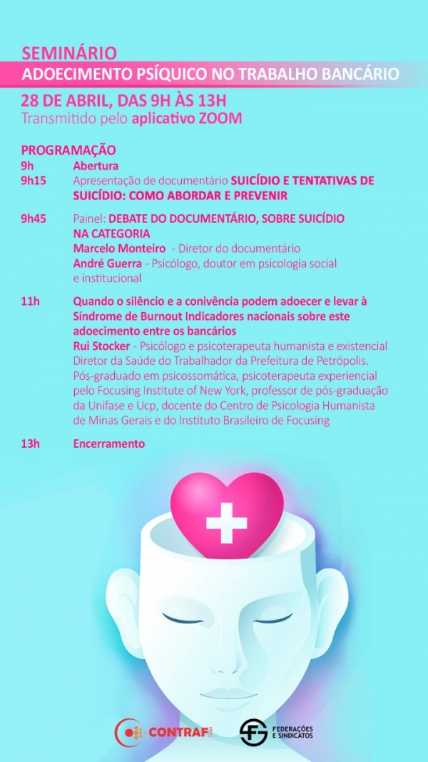 Inscrições para o Seminário Adoecimento Psíquico no Trabalho Bancário encerram-se hoje (26)