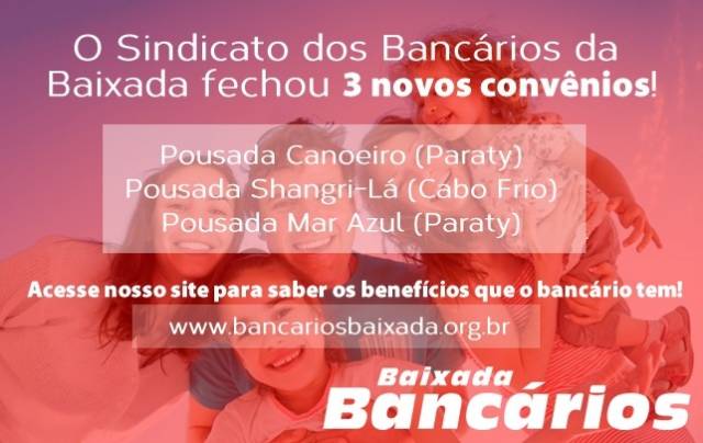 Bancários da Baixada contam com mais 3 novos convênios