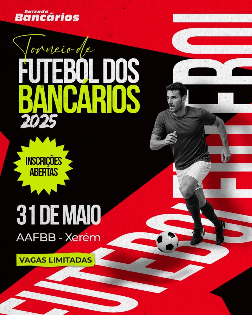 Inscrições abertas para o Torneio de Futebol dos Bancários 2025