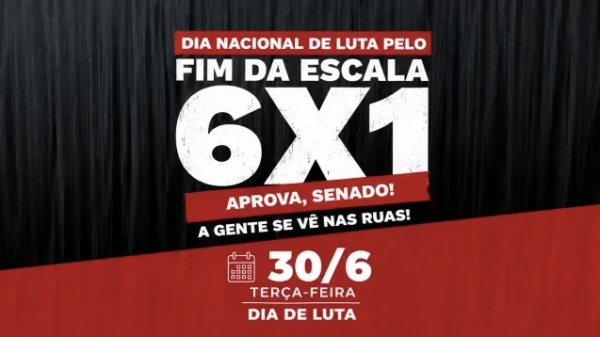 Atos pelo fim da escala 6&times;1 e pela redu&ccedil;&atilde;o da jornada mobilizam trabalhadores nesta ter&ccedil;a-feira (30)
