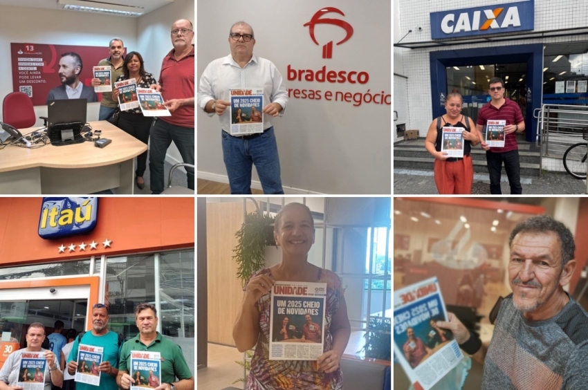 Sindicato dos Bancários da Baixada Fluminense visita agências para entrega do "Jornal Unidade"