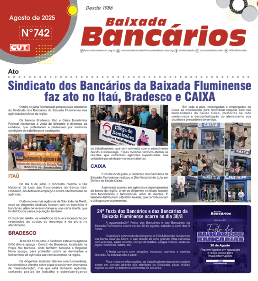 Sindicato dos Bancários da Baixada Fluminense  faz ato no Itaú, Bradesco e CAIXA